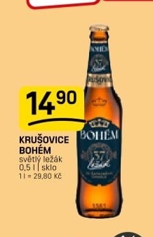 Pivo světlý ležák Bohém Krušovice