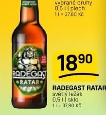 Pivo světlý ležák Ratar Radegast