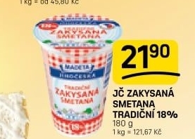 Smetana zakysaná Jihočeská Madeta 18%