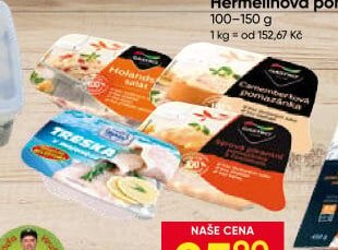Gastro menu (Treska, Holandský salát, Pomazánka camembertová, Sýrová pikantní s česnekem)
