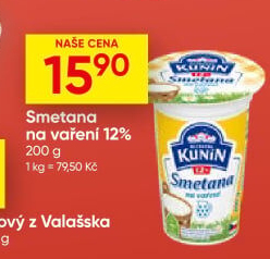 Smetana na vaření Mlékárna Kunín 12%
