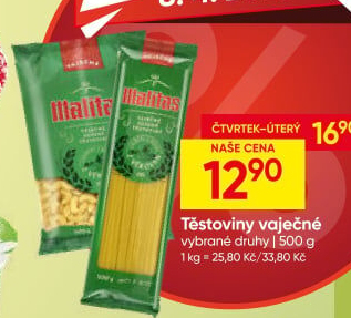 Těstoviny vaječné Malitas