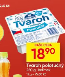 Tvaroh polotučný z Poděbrad Milko