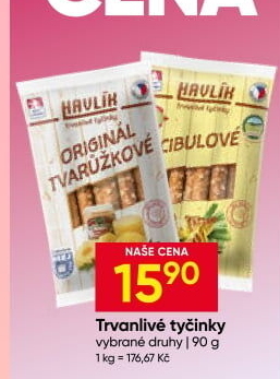 Tyčinky trvanlivé se sýrem a solí Havlík