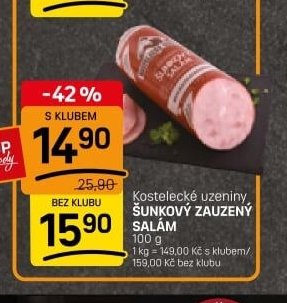 Kostelecké uzeniny ŠUNKOVÝ ZAUZENÝ SALÁM