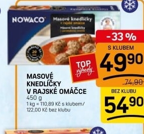 Knedlíčky masové v rajské omáčce mražené Dobroty babičky Kláry
