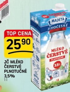 Mléko čerstvé lahodné Jihočeské Madeta - 3,5% plnotučné