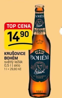 Pivo světlý ležák Bohém Krušovice