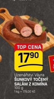 Salám šunkový točený z komína Uzenářství Vávra