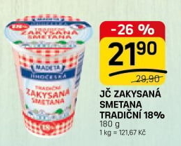 Smetana zakysaná Jihočeská Madeta 18%