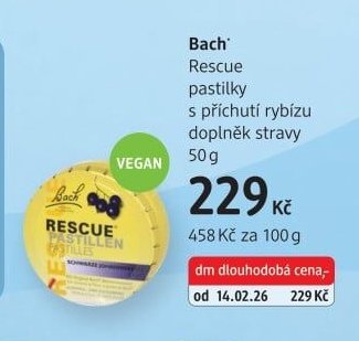 Bach Rescue pastilky s příchutí rybízu 50 g