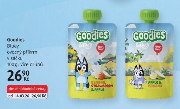Goodies Bluey ovocný příkrm v sáčku 100 g