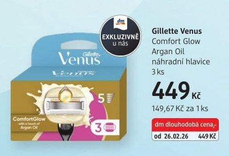 Gillette Venus Comfort Glow Argan Oil náhradní hlavice 3 ks - dm drogerie akcniletaky.com