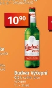 Pivo světlé výčepní Budweiser Budvar