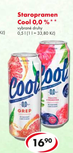 Nealkoholické pivo ochucené Staropramen Cool