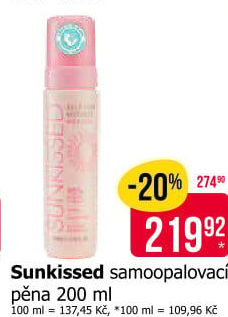 Samoopalovací pěna Sunkissed