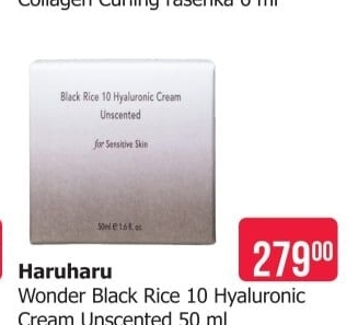 Pleťový krém Black rice Hyaluronic unscented Haruharu