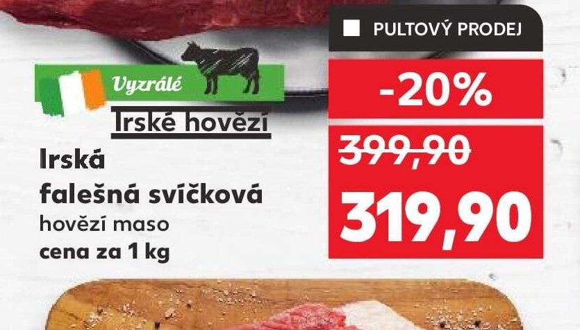 Irská falešná svíčková hovězí maso