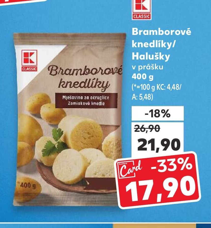 Classic bramborové knedlíky v prášku