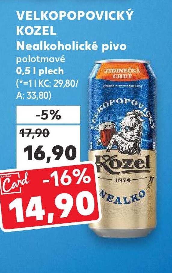 Velkopopovický Kozel Nealkoholické pivo