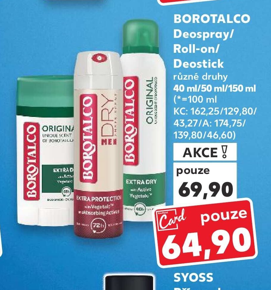 Borotalco deospray/roll-on/deostick