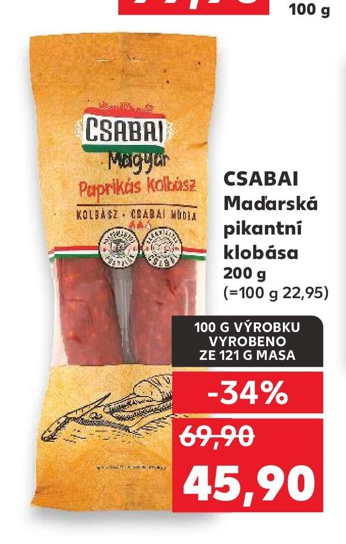 Csabai Maďarská pikantní klobása