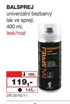 BALSPREJ univerzální bezbarvý lak ve spreji