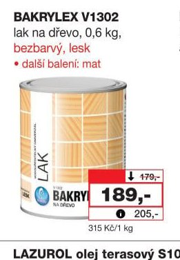 BAKRYLEX V1302 lak na dřevo