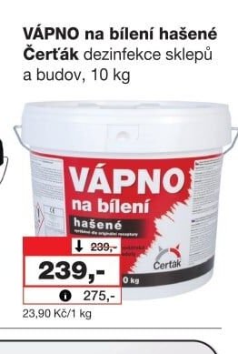VÁPNO na bílení hašené Čerťák