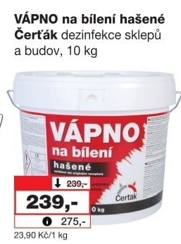 Hašené vápno Čerťák Barvy a laky Hostivař