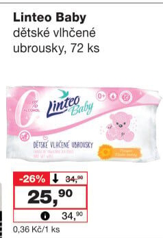 Vlhčené ubrousky dětské Linteo Baby