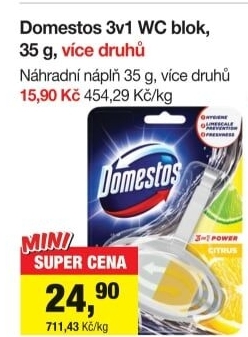 WC blok tuhý 3v1 Domestos - náplň