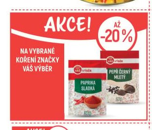 VÁŠ VÝBĚR Koření značky Váš výběr