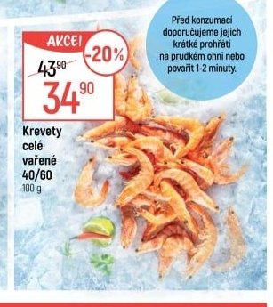 Krevety celé vařené 40/60