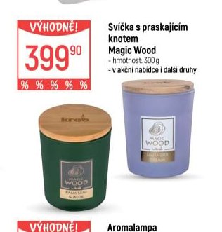 Svíčka s praskajícím knotem Magic Wood
