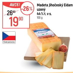 Sýr Eidam uzený 44% Jihočeský Madeta
