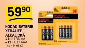 Baterie alkalická Xtralife Kodak
