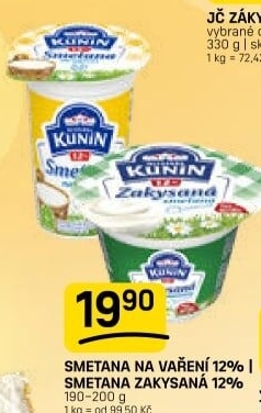 Smetana na vaření Mlékárna Kunín 12%