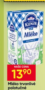 Mléko trvanlivé Mlékárna Kunín - 1,5% polotučné
