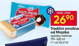 Tradiční zmrzlina kornout od Mrazíka Prima