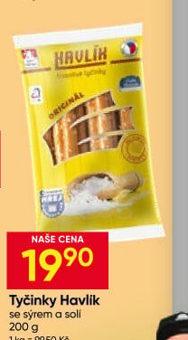 Tyčinky trvanlivé se sýrem a solí Havlík