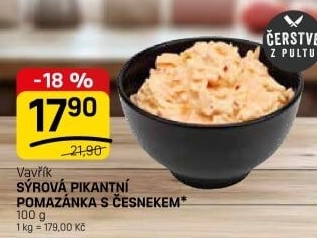 Pomazánka sýrová pikantní s česnekem Lahůdky Vavřík