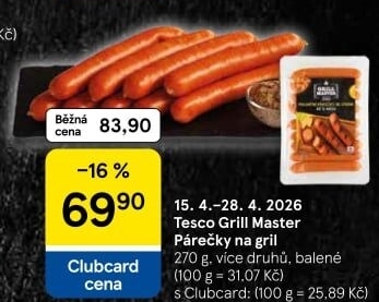 Párečky na gril Grill Master Tesco