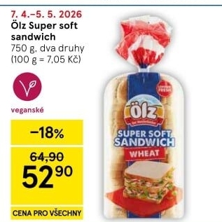 Toustový chléb Sandwich Soft Ölz