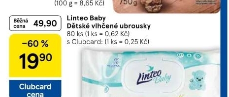 Vlhčené ubrousky dětské Linteo Baby