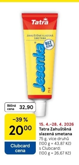 Mléka kondenzovaná slazená Tatra