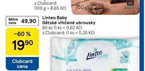 Vlhčené ubrousky dětské Linteo Baby