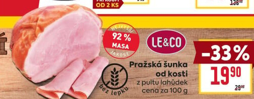 Šunka pražská od kosti nejvyšší jakosti LE&amp