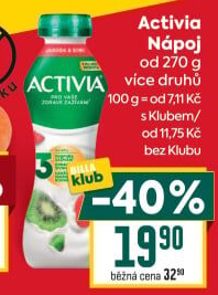 Jogurtový nápoj Activia Danone