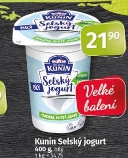 Bílý jogurt selský Mlékárna Kunín